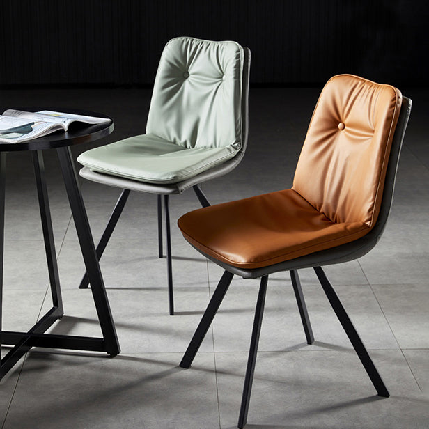 Chaises de salle à manger en cuir de style scandinave, chaise rembourrée à dossier solide pour un usage domestique (Ensemble de 2)
