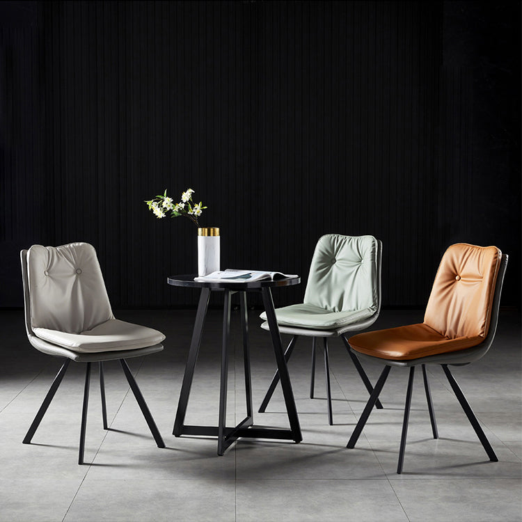 Chaises de salle à manger en cuir de style scandinave, chaise rembourrée à dossier solide pour un usage domestique (Ensemble de 2)
