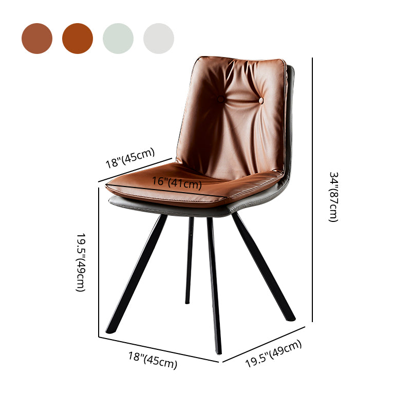 Chaises de salle à manger en cuir de style scandinave, chaise rembourrée à dossier solide pour un usage domestique (Ensemble de 2)