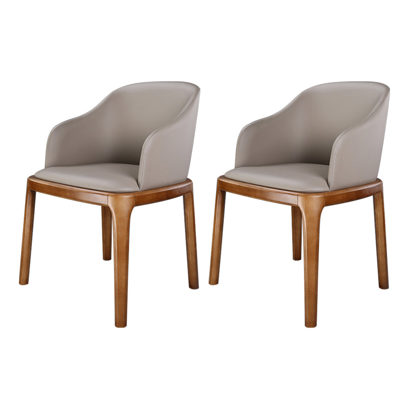 Chaises de salle à manger de style minimaliste Chaises rembourrées en cuir à dossier solide (Ensemble de 2)