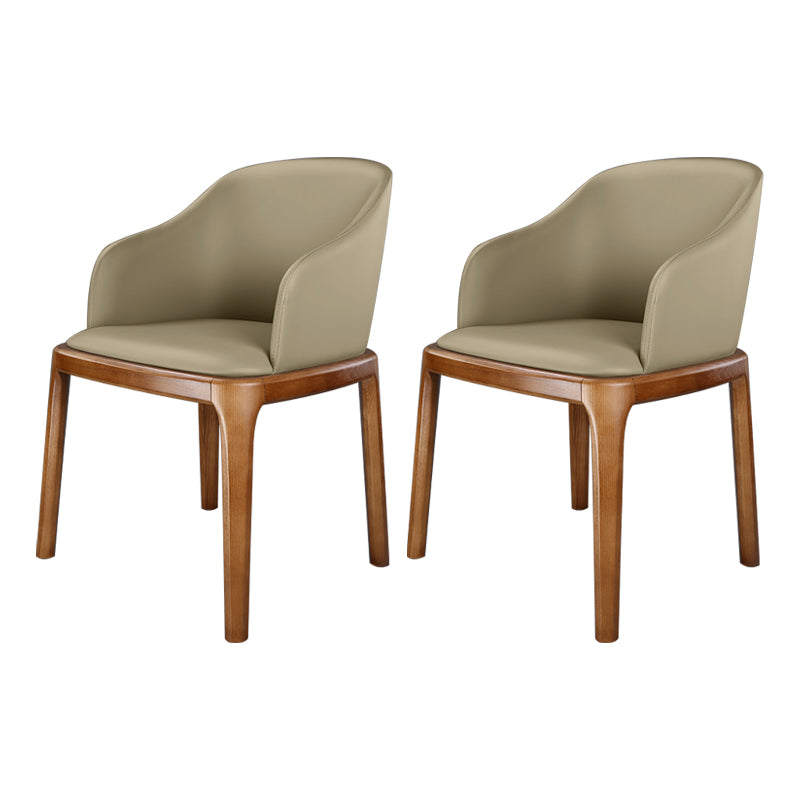 Chaises de salle à manger de style minimaliste Chaises rembourrées en cuir à dossier solide (Ensemble de 2)
