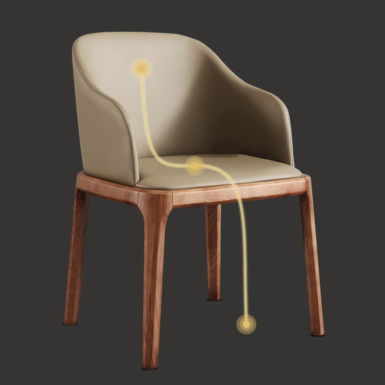 Sillas de comedor con brazos de estilo minimalista, sillas tapizadas con respaldo sólido de cuero (juego de 2)