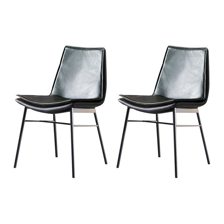 Chaises de salle à manger en cuir de style industriel Chaises d'appoint sans accoudoirs à dossier solide (Ensemble de 2)