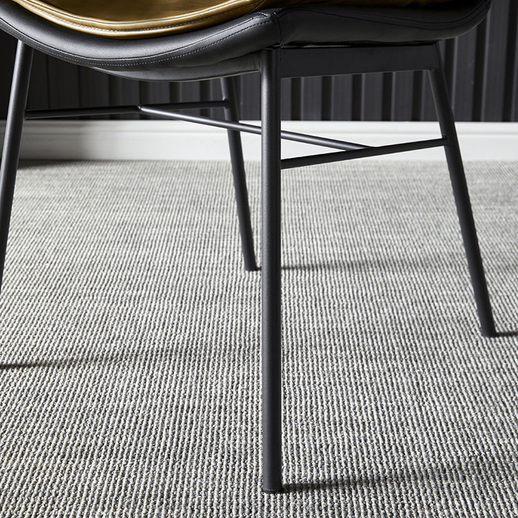 Sillas de comedor de cuero de estilo industrial Sillas laterales sin brazos con respaldo sólido (juego de 2)