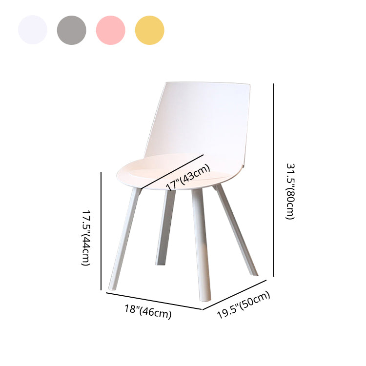 Silla auxiliar de plástico escandinava para sala de estudio, silla de comedor con respaldo sólido y acabado mate (juego de 2)