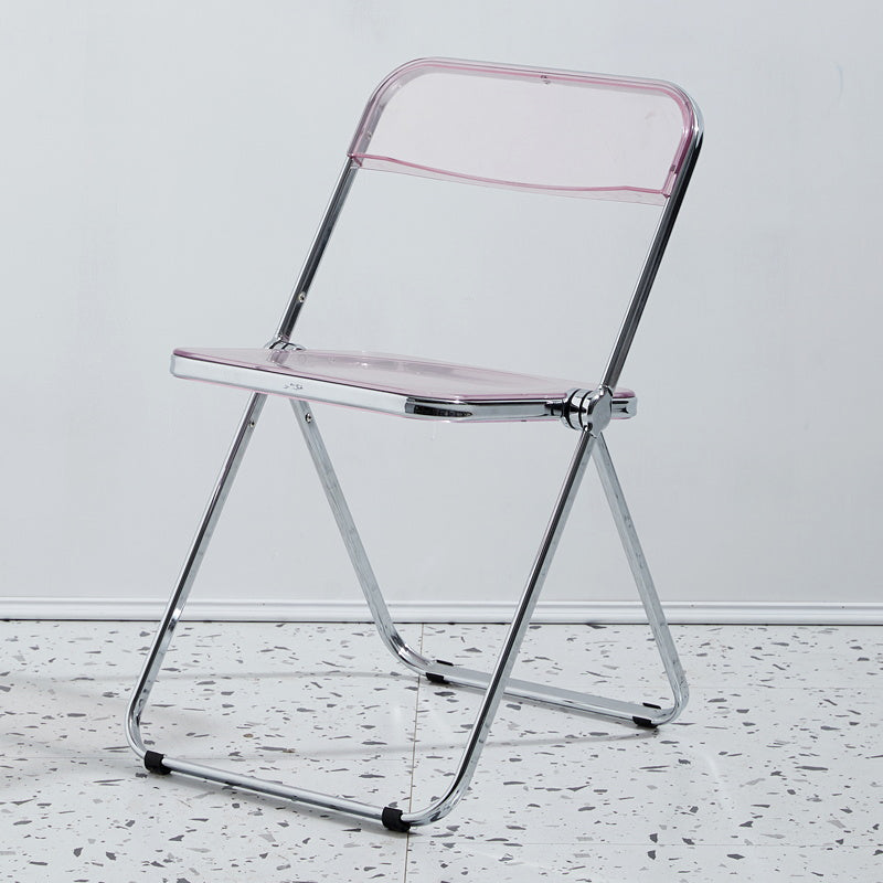 Chaise latérale de maison contemporaine en métal pliante, chaise latérale de salle à manger à dossier ouvert