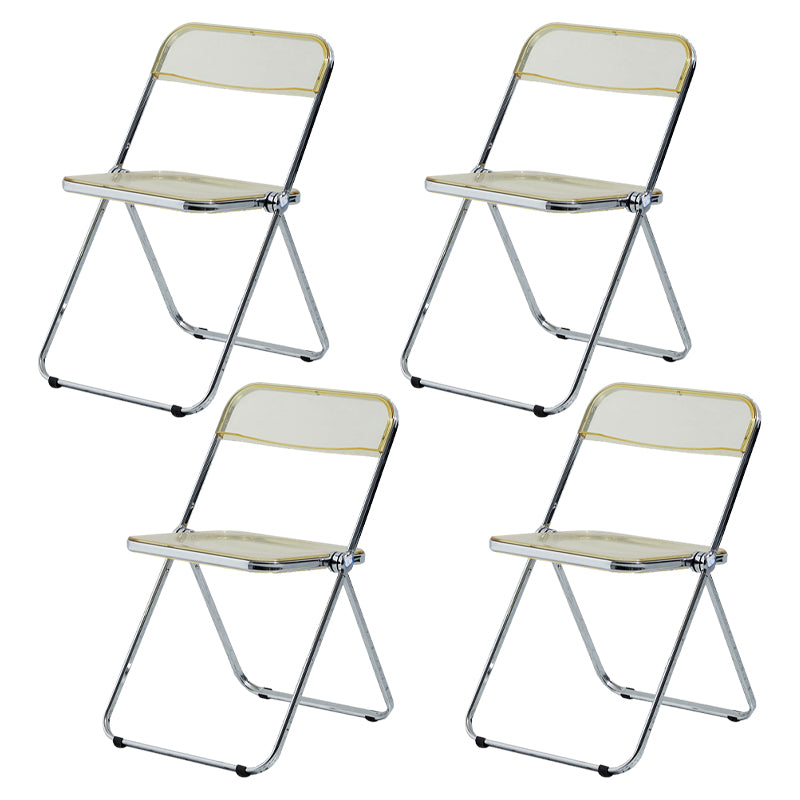 Chaise latérale de maison contemporaine en métal pliante, chaise latérale de salle à manger à dossier ouvert