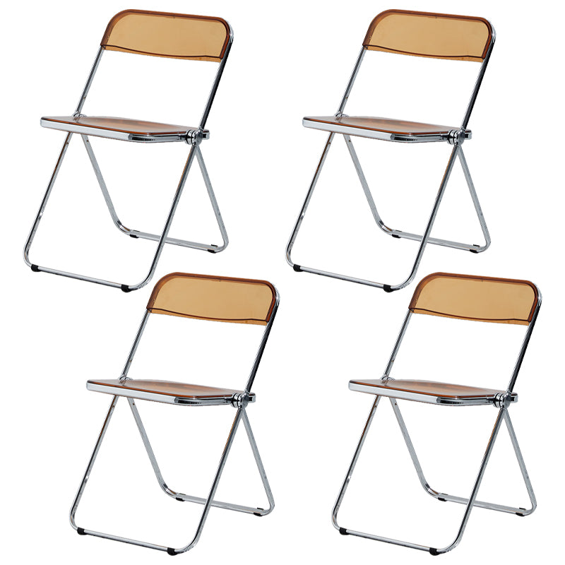 Chaise latérale de maison contemporaine en métal pliante, chaise latérale de salle à manger à dossier ouvert
