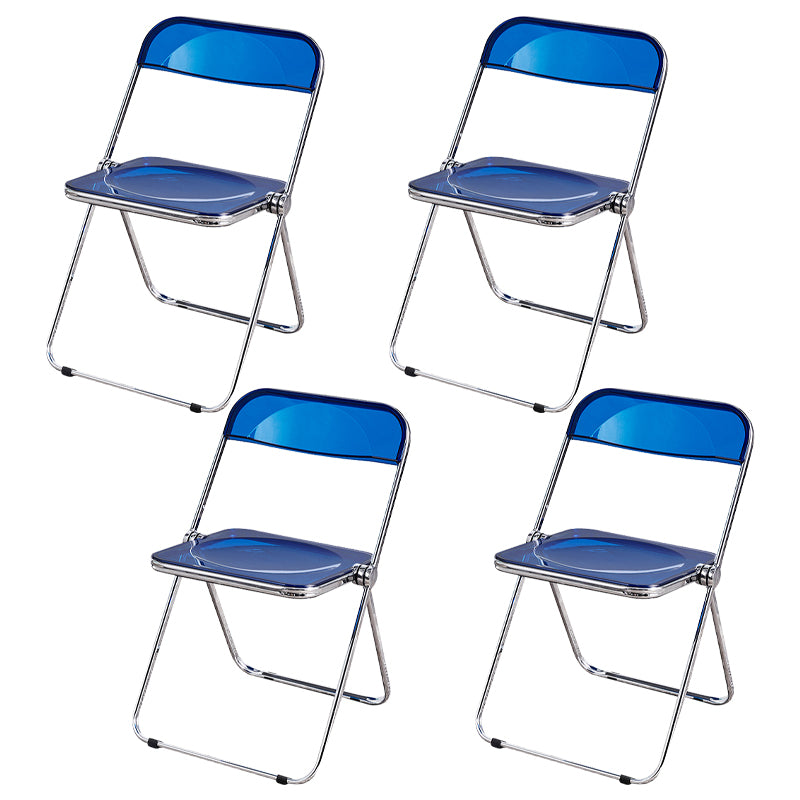 Chaise latérale de maison contemporaine en métal pliante, chaise latérale de salle à manger à dossier ouvert
