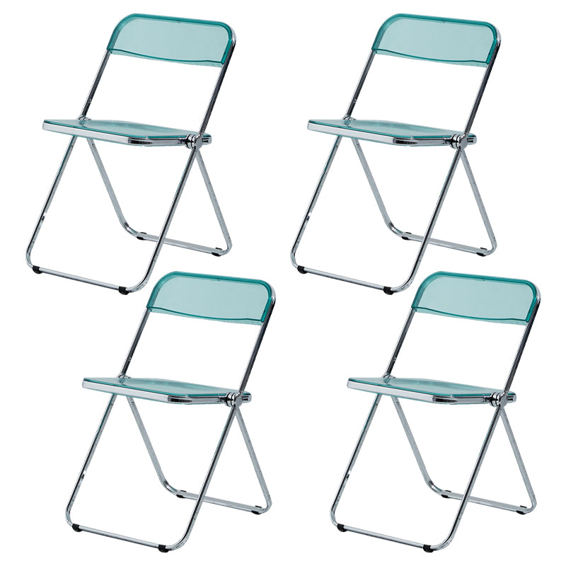 Chaise latérale de maison contemporaine en métal pliante, chaise latérale de salle à manger à dossier ouvert