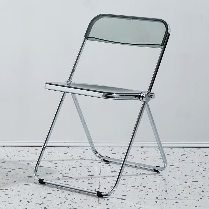 Chaise latérale de maison contemporaine en métal pliante, chaise latérale de salle à manger à dossier ouvert