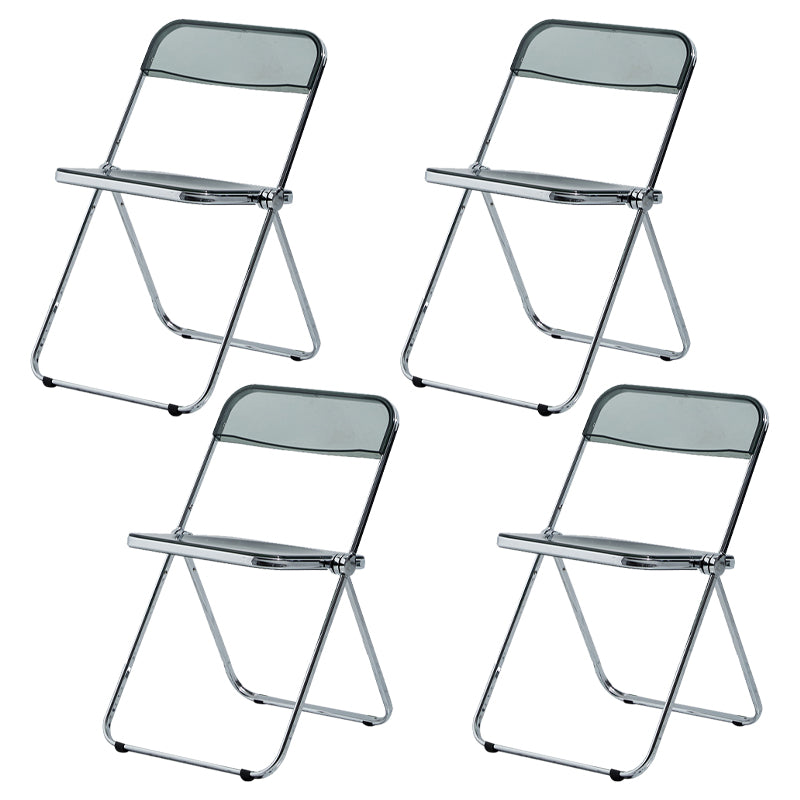 Chaise latérale de maison contemporaine en métal pliante, chaise latérale de salle à manger à dossier ouvert