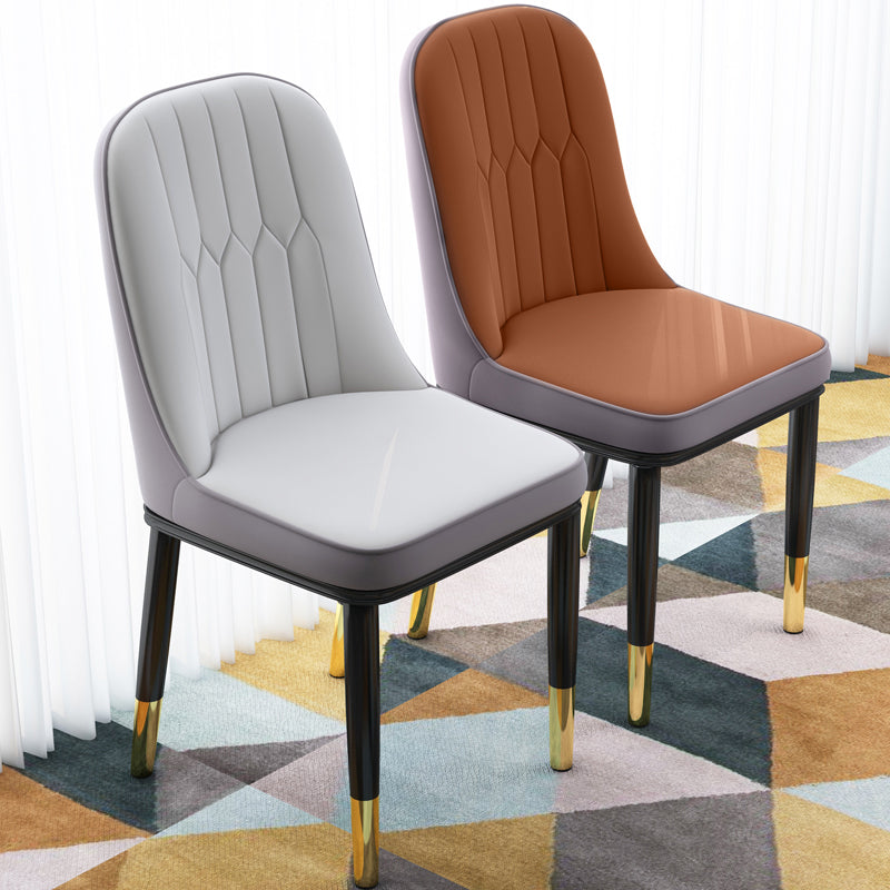 Sillas de comedor contemporáneas de metal para interiores y exteriores Sillas de comedor tapizadas sin brazos