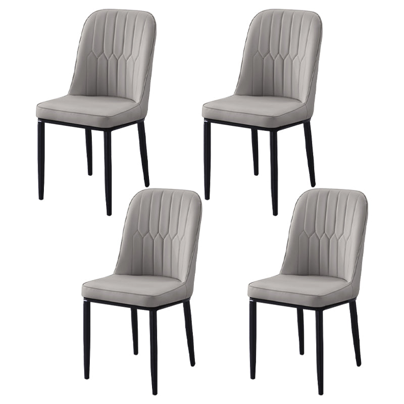 Sillas de comedor contemporáneas de metal para interiores y exteriores Sillas de comedor tapizadas sin brazos
