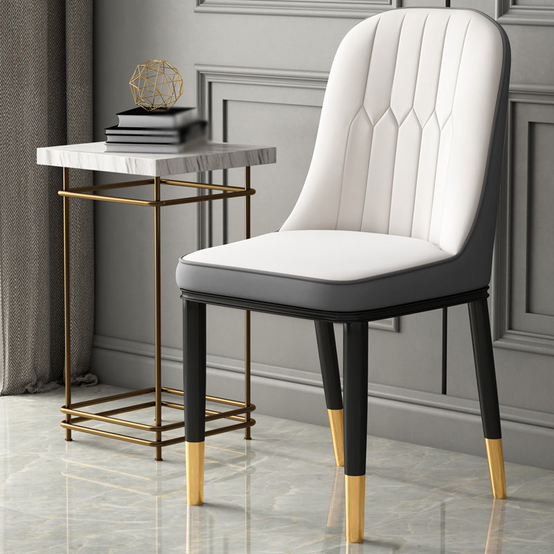 Sillas de comedor contemporáneas de metal para interiores y exteriores Sillas de comedor tapizadas sin brazos