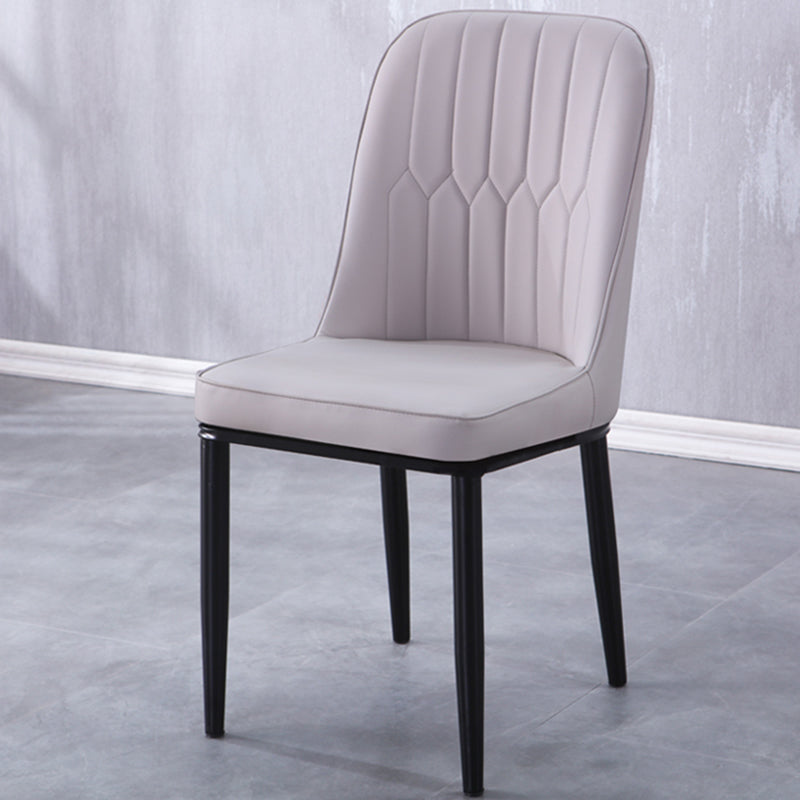Chaises de salle à manger contemporaines en métal intérieur-extérieur, chaises de salle à manger sans accoudoirs rembourrées