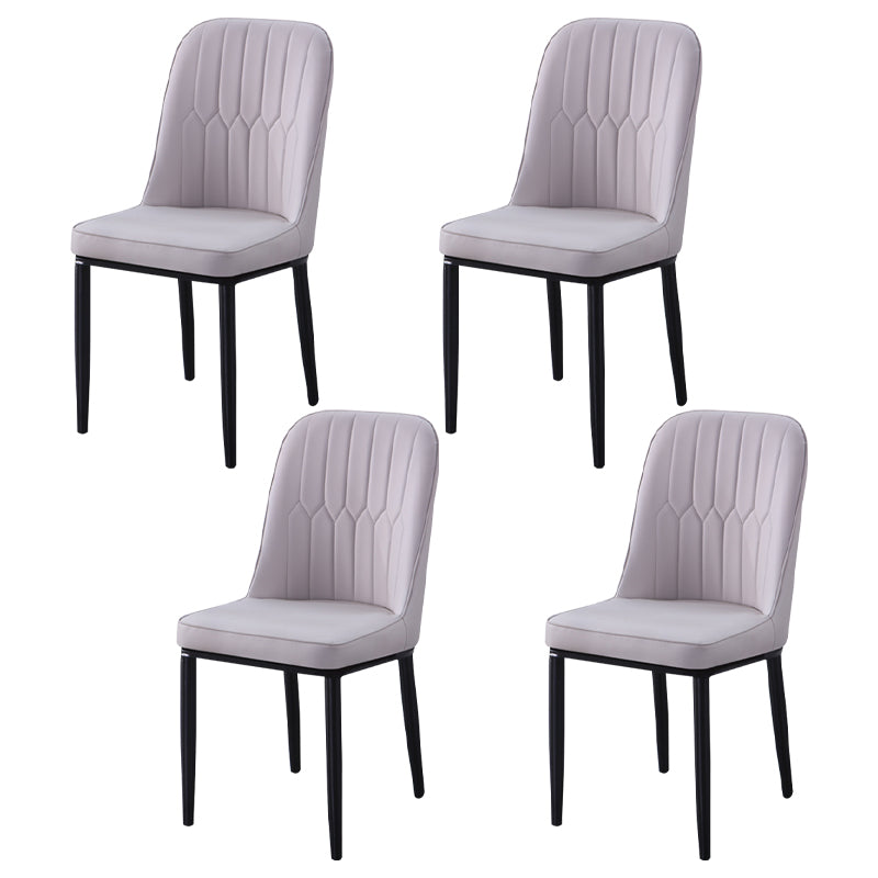 Sillas de comedor contemporáneas de metal para interiores y exteriores Sillas de comedor tapizadas sin brazos