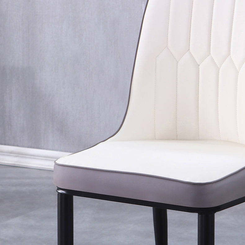 Sillas de comedor contemporáneas de metal para interiores y exteriores Sillas de comedor tapizadas sin brazos