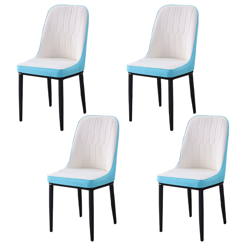 Sillas de comedor contemporáneas de metal para interiores y exteriores Sillas de comedor tapizadas sin brazos