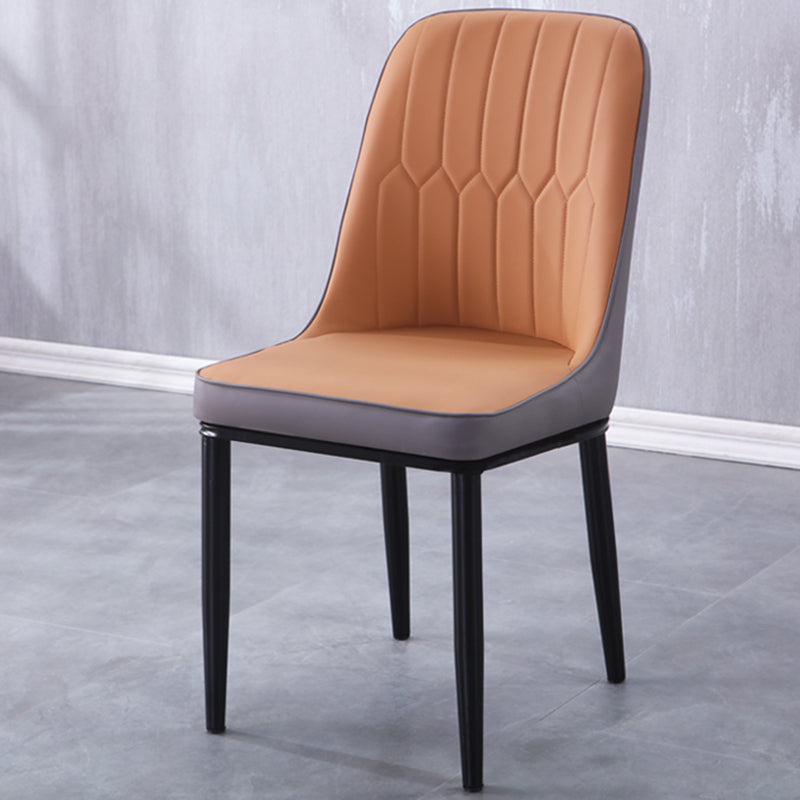 Chaises de salle à manger contemporaines en métal intérieur-extérieur, chaises de salle à manger sans accoudoirs rembourrées