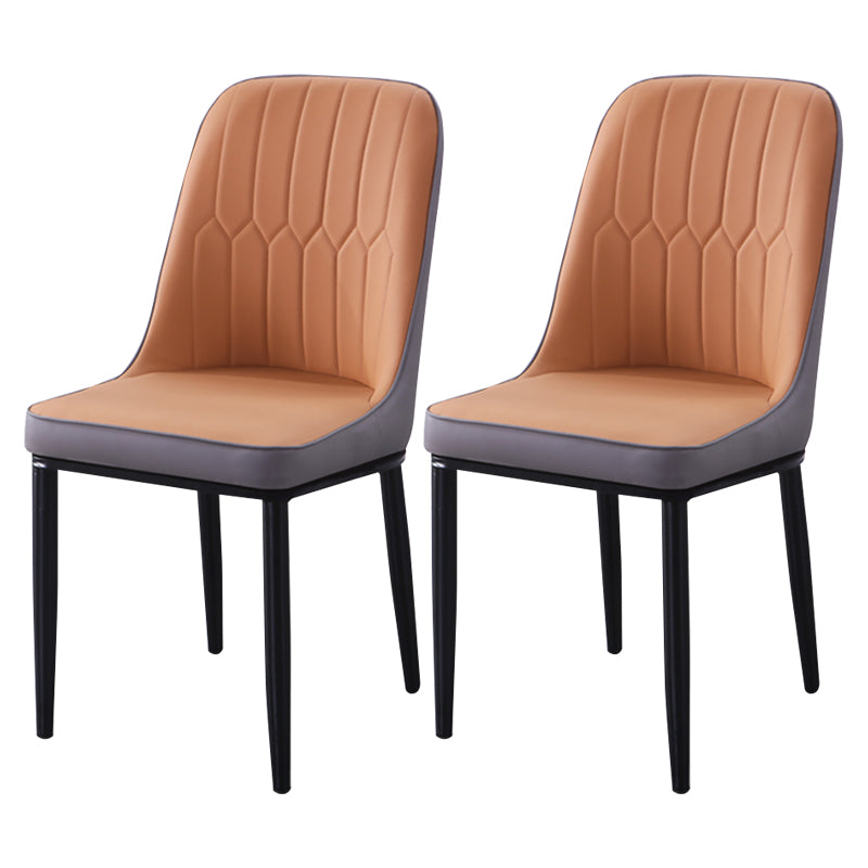 Sillas de comedor contemporáneas de metal para interiores y exteriores Sillas de comedor tapizadas sin brazos