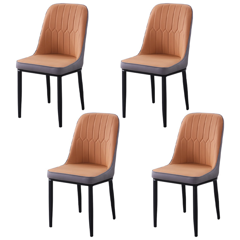 Sillas de comedor contemporáneas de metal para interiores y exteriores Sillas de comedor tapizadas sin brazos