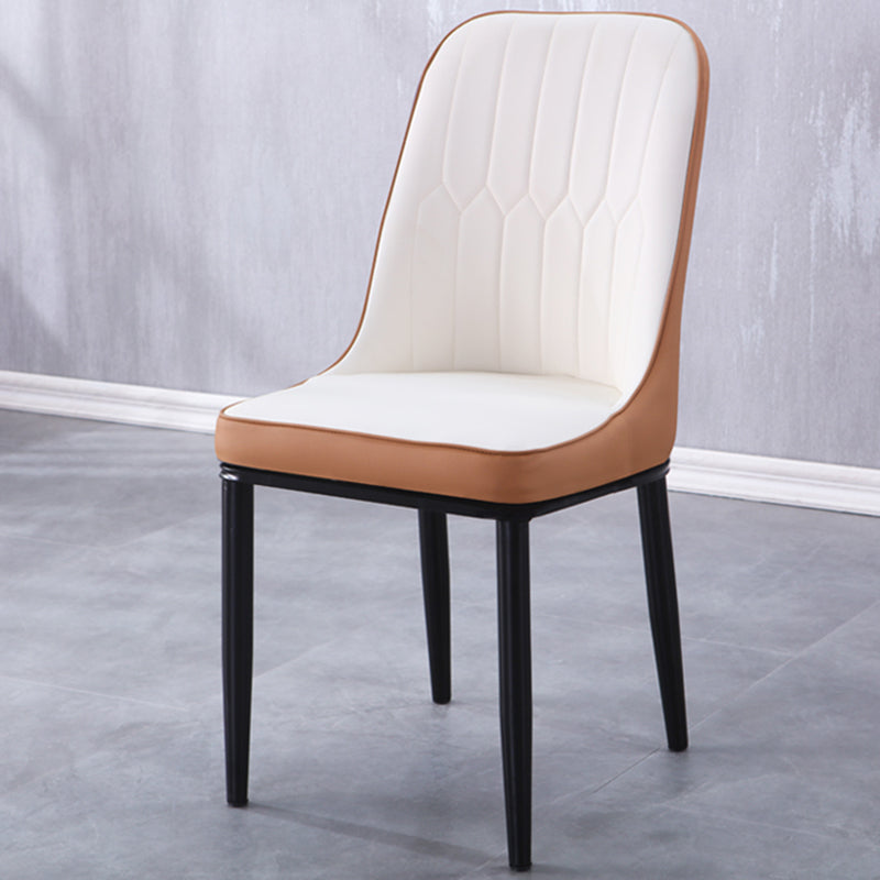Sillas de comedor contemporáneas de metal para interiores y exteriores Sillas de comedor tapizadas sin brazos