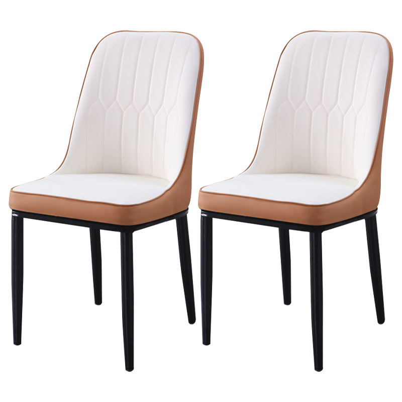 Sillas de comedor contemporáneas de metal para interiores y exteriores Sillas de comedor tapizadas sin brazos