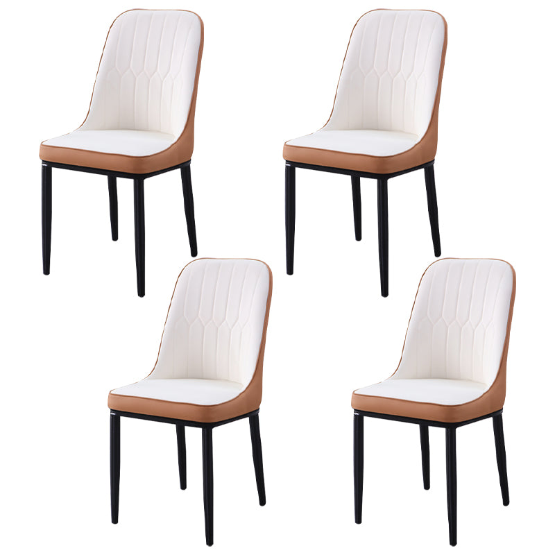 Sillas de comedor contemporáneas de metal para interiores y exteriores Sillas de comedor tapizadas sin brazos