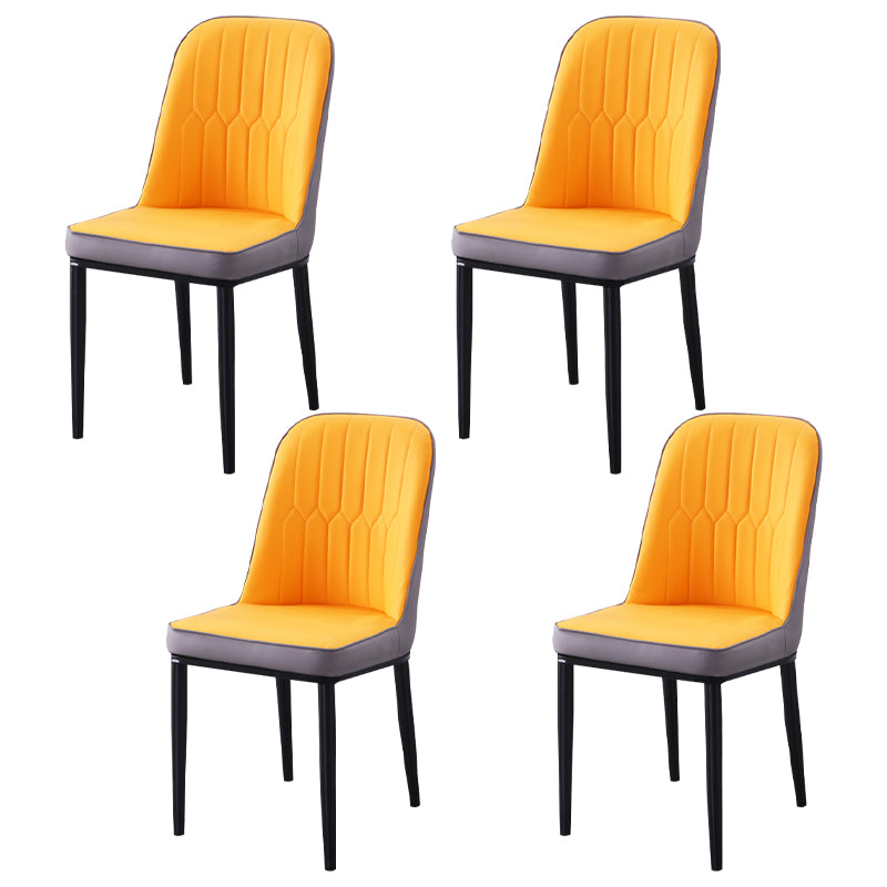 Sillas de comedor contemporáneas de metal para interiores y exteriores Sillas de comedor tapizadas sin brazos