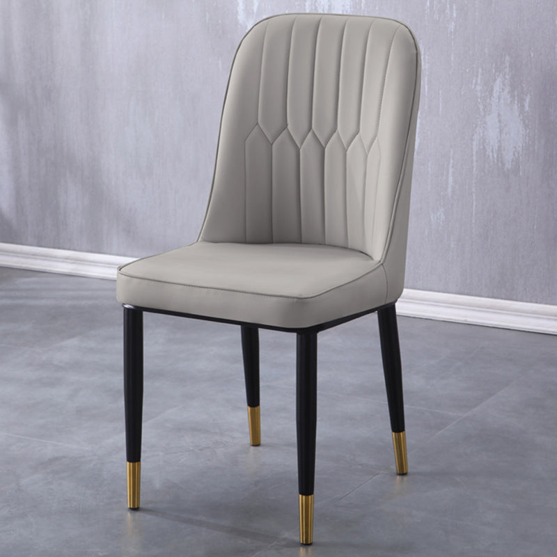 Sillas de comedor contemporáneas de metal para interiores y exteriores Sillas de comedor tapizadas sin brazos
