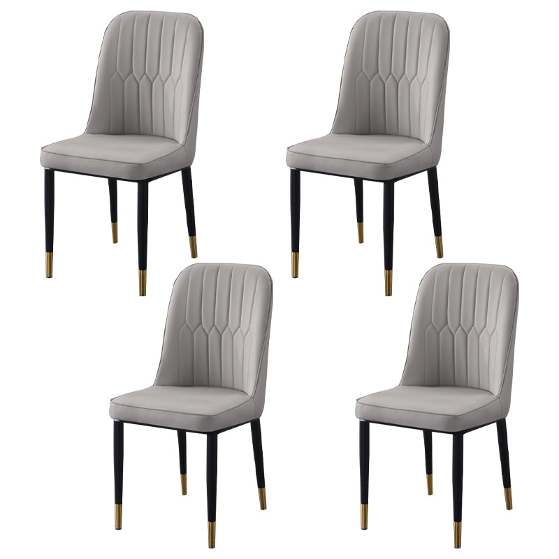 Sillas de comedor contemporáneas de metal para interiores y exteriores Sillas de comedor tapizadas sin brazos