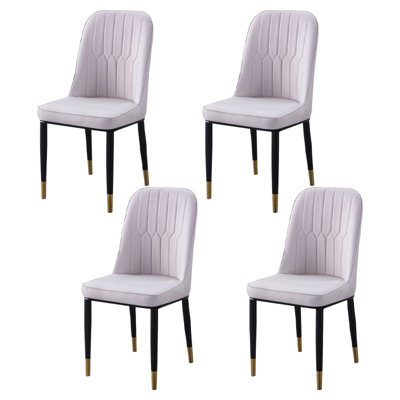 Sillas de comedor contemporáneas de metal para interiores y exteriores Sillas de comedor tapizadas sin brazos