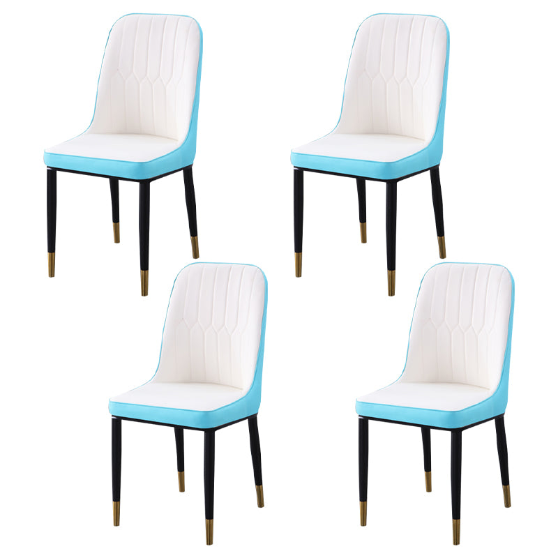 Sillas de comedor contemporáneas de metal para interiores y exteriores Sillas de comedor tapizadas sin brazos