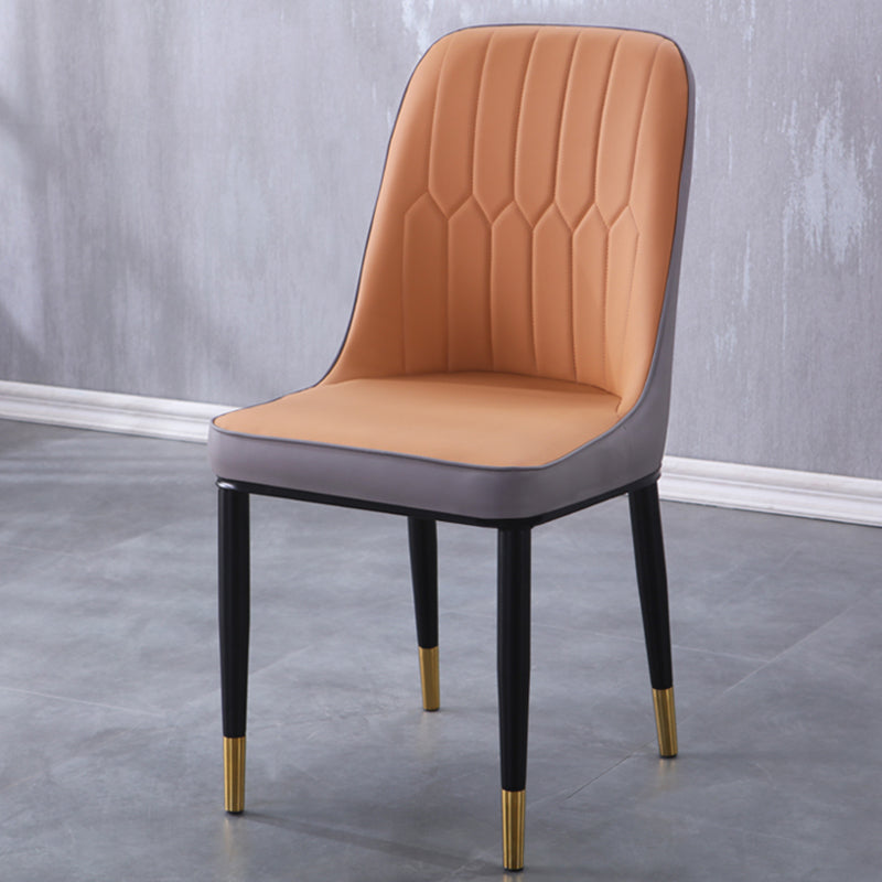 Sillas de comedor contemporáneas de metal para interiores y exteriores Sillas de comedor tapizadas sin brazos