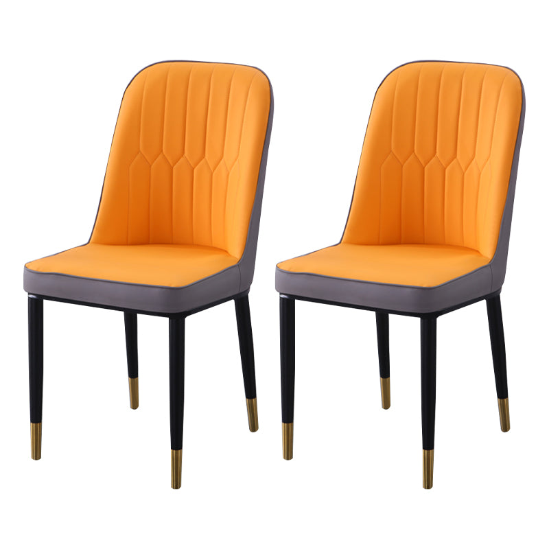 Sillas de comedor contemporáneas de metal para interiores y exteriores Sillas de comedor tapizadas sin brazos