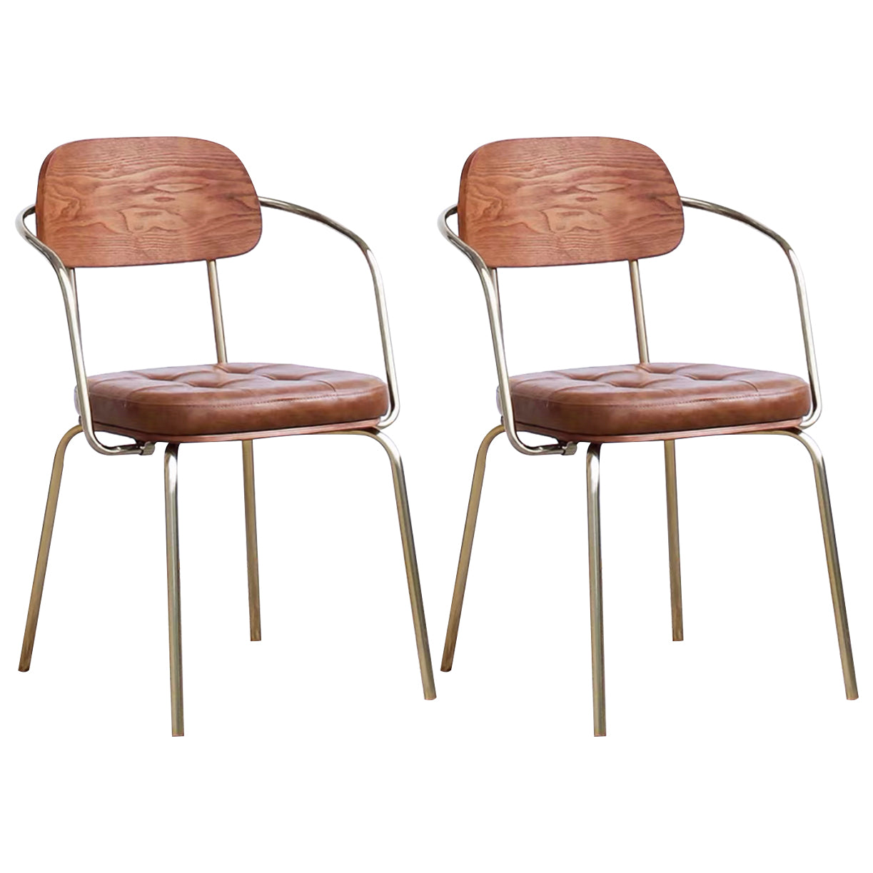 Cuir d'unité centrale de style industriel dinant des chaises ouvertes arrière dinant des chaises latérales sans bras
