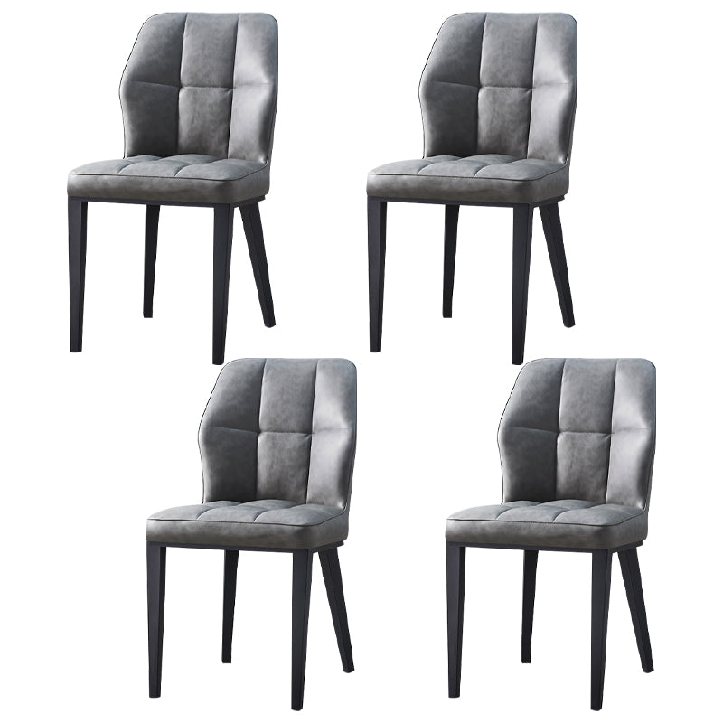 Sillas de comedor de cuero contemporáneas con respaldo lateral y patas de metal para uso en restaurantes