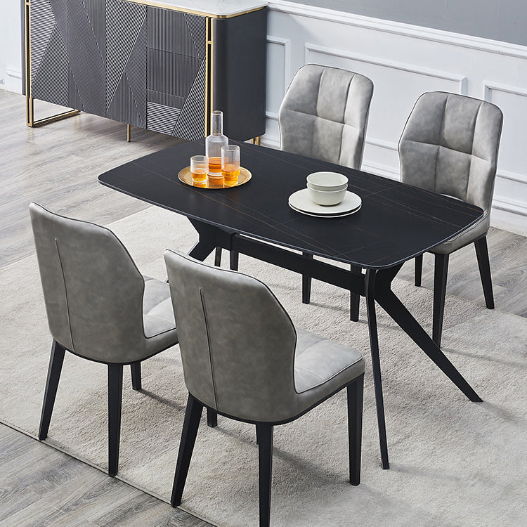 Sillas de comedor de cuero contemporáneas con respaldo lateral y patas de metal para uso en restaurantes