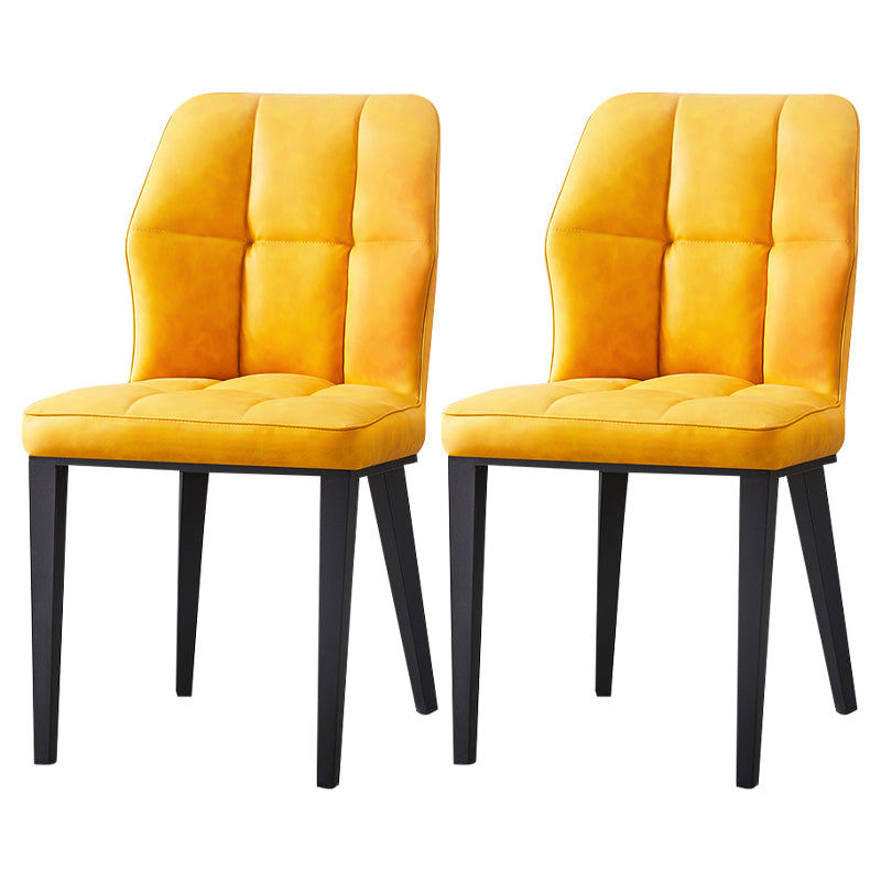 Sillas de comedor de cuero contemporáneas con respaldo lateral y patas de metal para uso en restaurantes