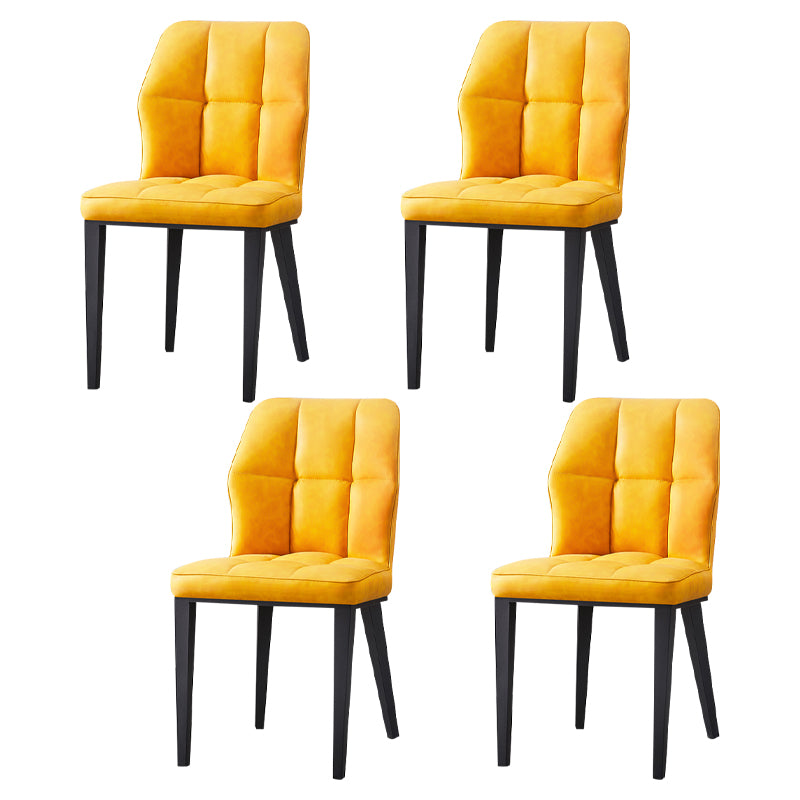Sillas de comedor de cuero contemporáneas con respaldo lateral y patas de metal para uso en restaurantes