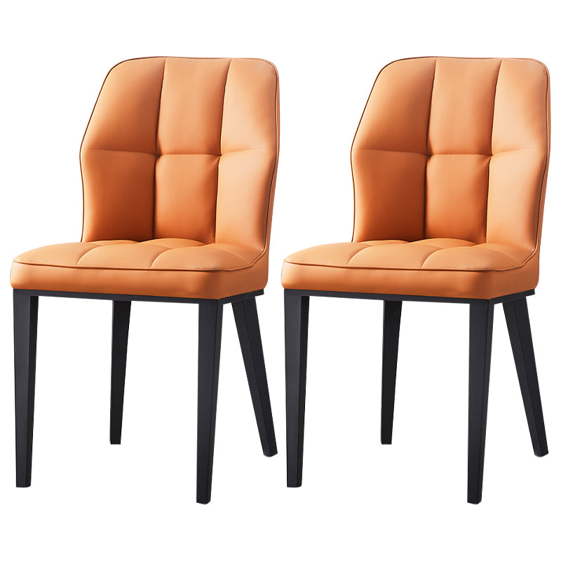 Sillas de comedor de cuero contemporáneas con respaldo lateral y patas de metal para uso en restaurantes