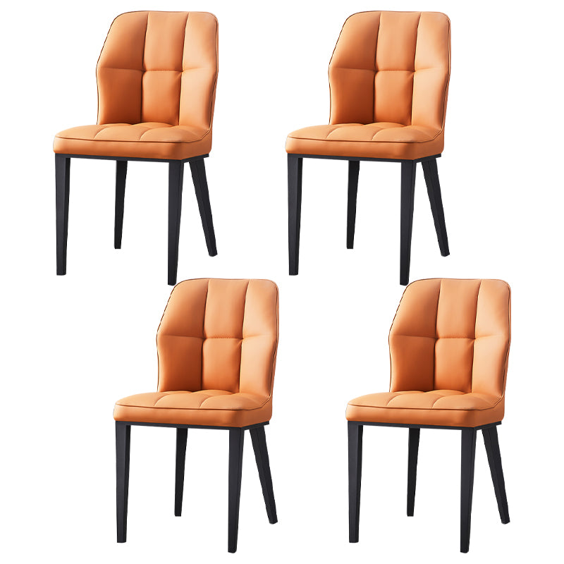 Sillas de comedor de cuero contemporáneas con respaldo lateral y patas de metal para uso en restaurantes