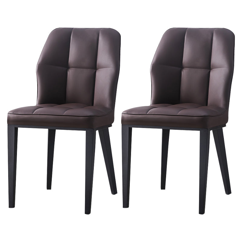 Sillas de comedor de cuero contemporáneas con respaldo lateral y patas de metal para uso en restaurantes