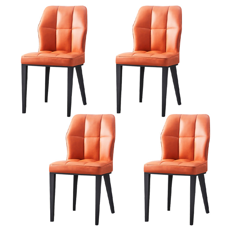 Sillas de comedor de cuero contemporáneas con respaldo lateral y patas de metal para uso en restaurantes