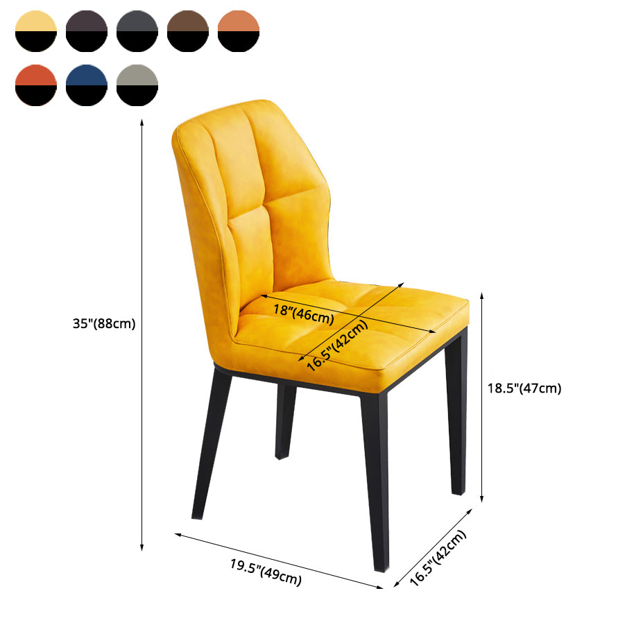 Sillas de comedor de cuero contemporáneas con respaldo lateral y patas de metal para uso en restaurantes