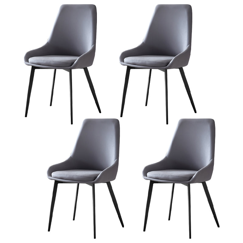 Sillas de comedor de cuero contemporáneas, sillón tapizado con patas de metal para restaurante