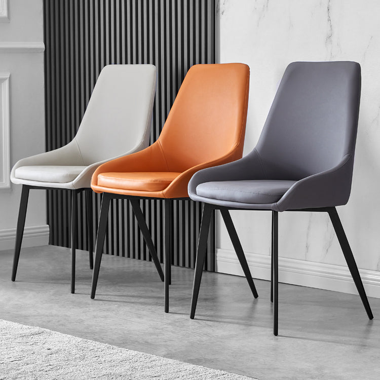 Sillas de comedor de cuero contemporáneas, sillón tapizado con patas de metal para restaurante
