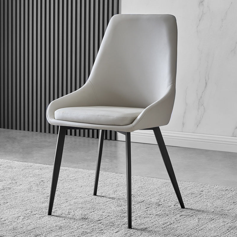Chaises de salle à manger contemporaines en cuir, fauteuil rembourré avec pieds en métal pour restaurant