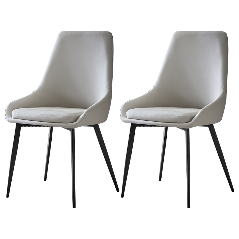 Sillas de comedor de cuero contemporáneas, sillón tapizado con patas de metal para restaurante